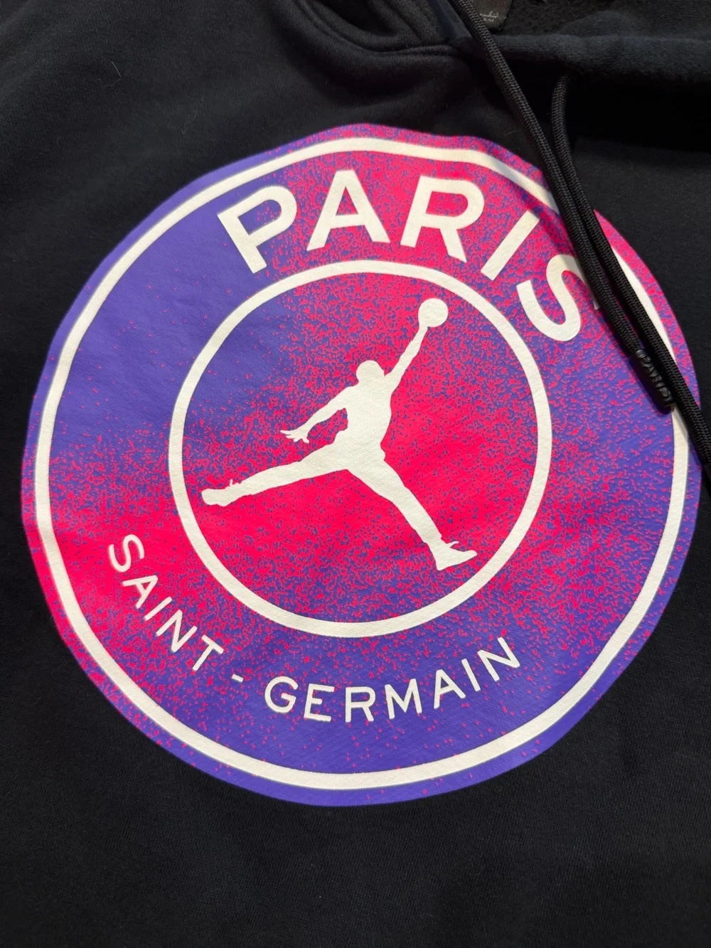 Nike Air Jordan Paris Saint-Germain Printing Hooded Black Fleece Pullover XL